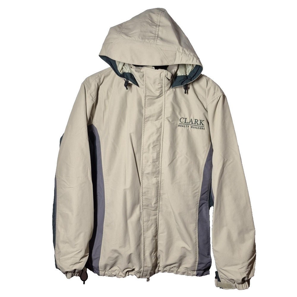 Lands End Hooded  3 in 1 Jacket Mens Large Beige Coat Logo